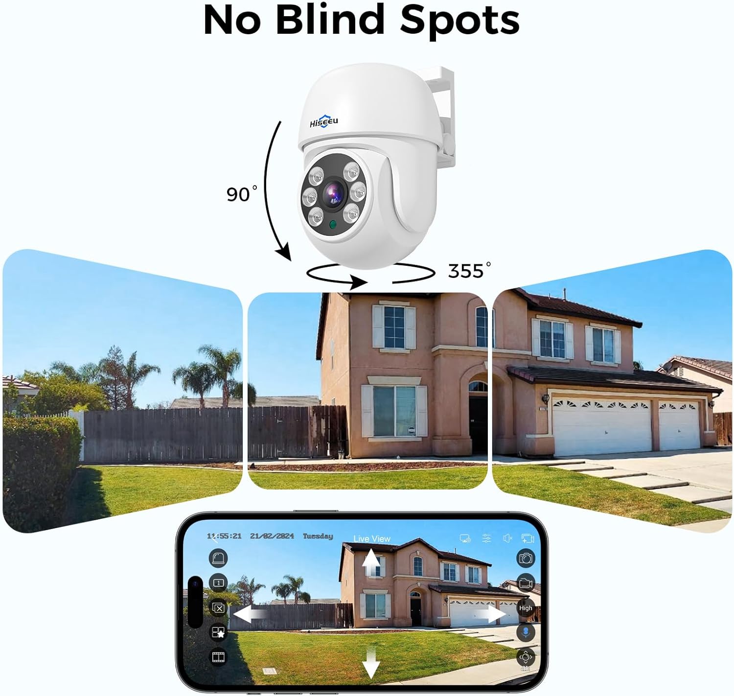 Wired CCTV Security Camera System Outdoor, 8 Channel 5MP DVR with 4x PT Camera, Home Security Systems Night Vision, Motion Detection, 1TB Hard Drive, Remote Access, App Alert