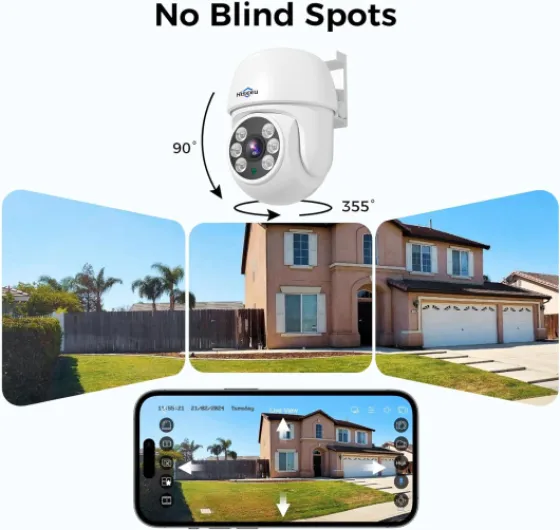 Wired CCTV Security Camera System Outdoor, 8 Channel 5MP DVR with 4x PT Camera, Home Security Systems Night Vision, Motion Detection, 1TB Hard Drive, Remote Access, App Alert