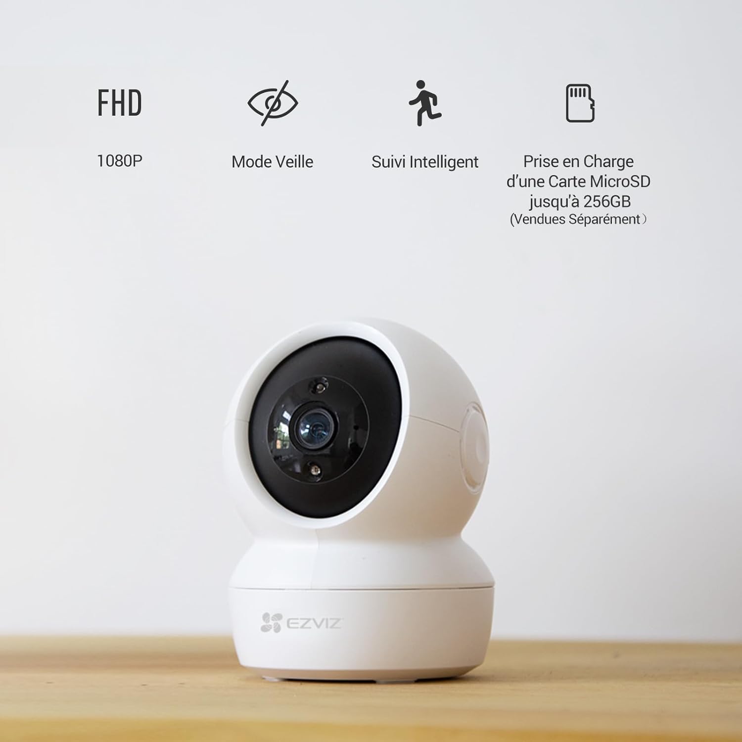 EZVIZ Caméra Surveillance WiFi Intérieure, Caméra Bébé Pan/Tilt à 360°, WiFi 2.4Ghz, Vision Nocturne Intelligente avec IR, Détection de Movement et Suivi Auto, Audio Bidirectionnel, C6N 2 Pack 2mp 2 Pack